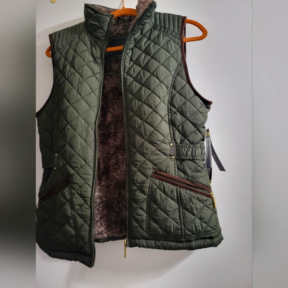 Weatherproof Green Faux Fur Vest Coat